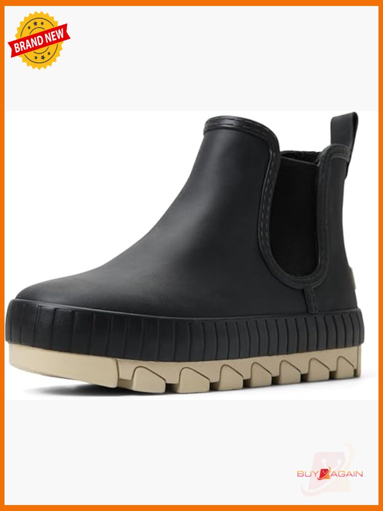 Women's Waterproof Chelsea Rain Boot Ankle Slip-On Micro-Fleece Lining